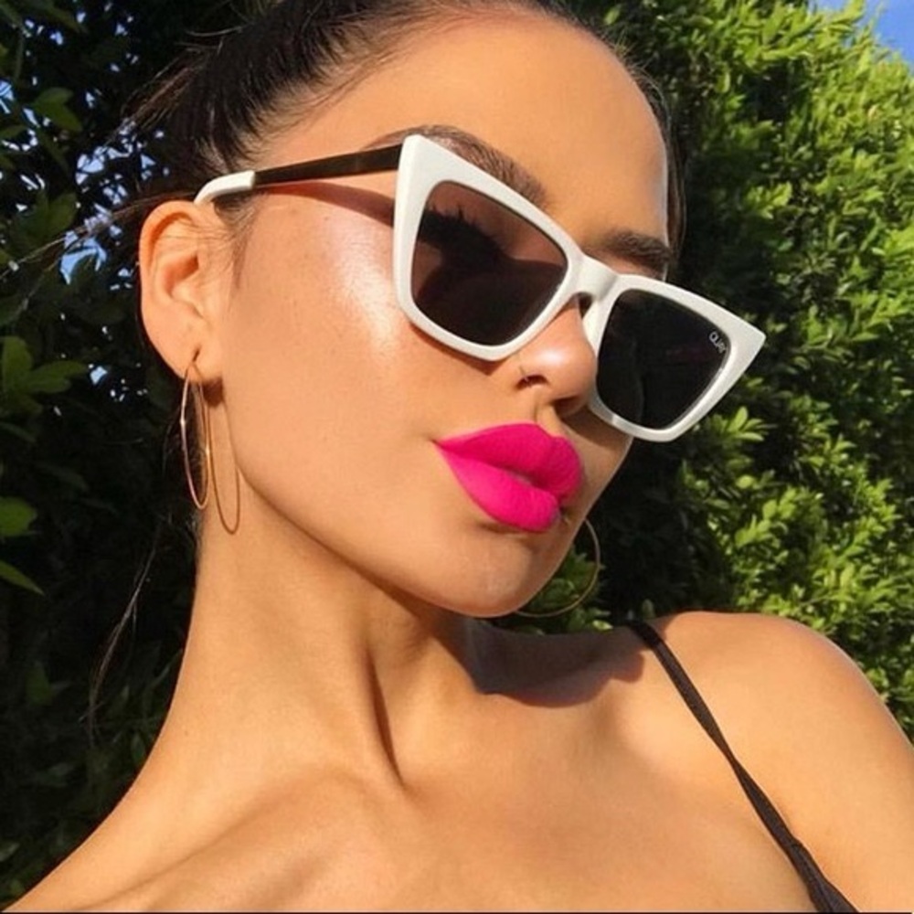 QUAY AUSTRALIA X DESI PERKINS DON’T @ ME WHITE CAT EYE SUNGLASSES